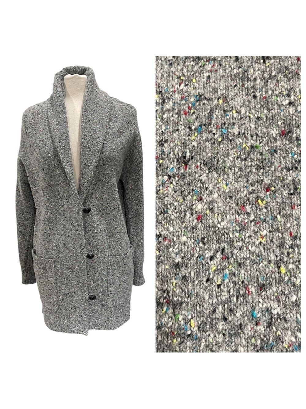 Anthropologie Oversized Long Length Multi Color Speckled Cardigan Sweater SZ S